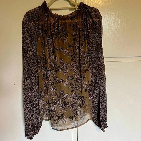 Free People Hendrix Olive Green Long Sleeve Blouse Top Size Small - Picture 8 of 12
